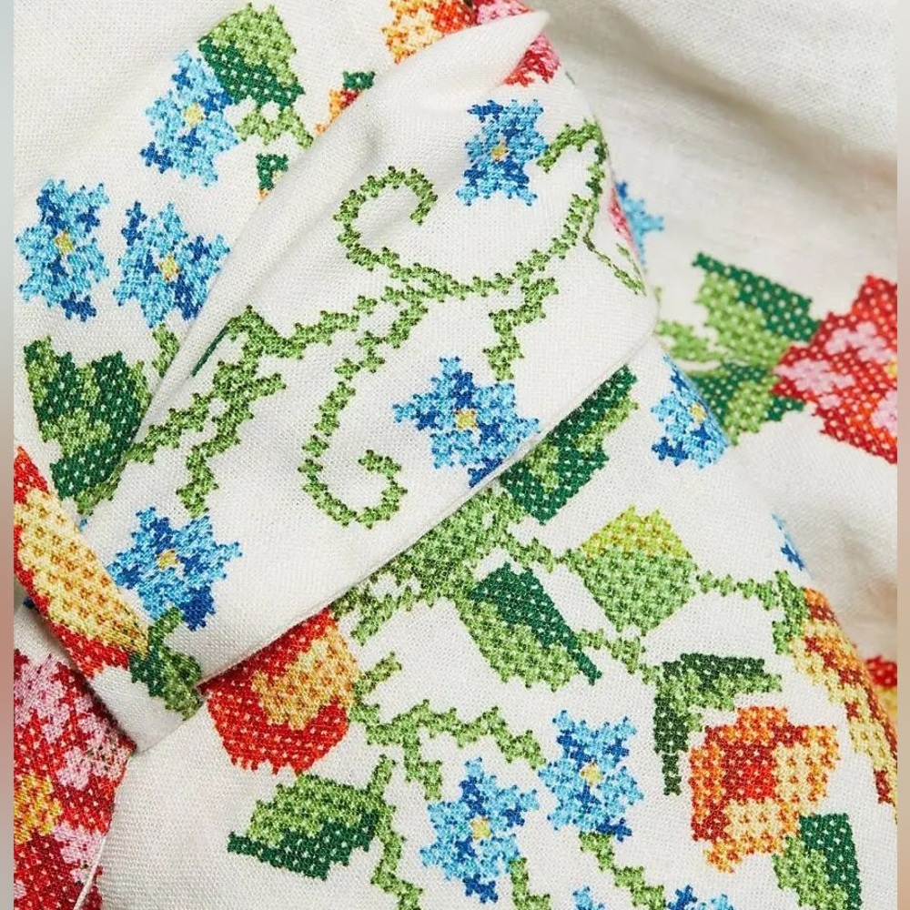 NWOT FARM Rio Tropical Romance Floral-Print Linen-Blend Romper Women’s Medium - Picture 14 of 16
